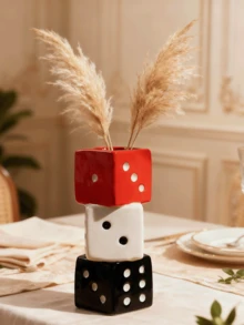 Bình gốm hình xúc xắc thủ công - Bình gốm hình xúc xắc độc đáo để trang trí hoa khô, hoa hồng, cỏ lau - Thiết kế tinh tế, bình gốm hình xúc xắc thủ công - Mang đến vẻ đẹp tuyệt vời cho bất kỳ không gian hiện đại nào - Món quà hoàn hảo, đồ trang trí nhà cửa, trang trí phòng, bình hoa, bình thủy tinh. - Nhiều màu - Xem 13