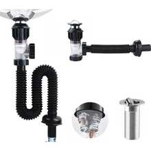 CASALIVA Kit de cespol para lavabo de baño, Desagüe anti olores para fregadero, De fácil instalación, previene obstrucciones y malos olores para uso en cocina y baño - Negro - Ver 9