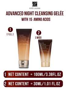 Estée Lauder Gel rửa mặt dịu nhẹ giàu axit amin (15/30/100ml), cân bằng độ ẩm đến 92%, hiệu quả làm sạch đến 93% không để lại cặn, dưỡng ẩm đến 91% mà không gây khô căng da. Công thức chứa 3 chất hoạt động bề mặt dịu nhẹ giúp làm sạch sâu nhưng vẫn nhẹ nhàng, tăng cường hàng rào bảo vệ da. Phù hợp với mọi loại da, dùng làm sữa rửa mặt dịu nhẹ hàng ngày, là sự lựa chọn lý tưởng cho quy trình chăm sóc da cao cấp hàng ngày. - Gel rửa mặt phục hồi ban đêm Estée Lauder Advanced Night Repair - Xem 3