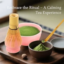 Matcha Tea Set �C Japanese Matcha Bowl With Spout, Bamboo Whisk, Scoop, Holder &Amp; Strainer �C Complete Ceremonial Mat... - Pink - View 6