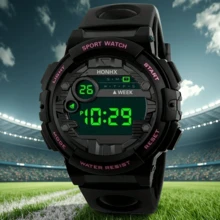 1pc Digital Sport Watch With Luminous Display, Stopwatch, High Quality, Alarm - Black Round Dial Silicone Strap For Teens, Students, Couples, Daily Use, Couples Casual Attire, Modern Wristwatch, Durable Timepiece