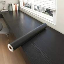 1 rollo de papel tapiz adhesivo de plástico negro con efecto de madera negra para encimeras de cocina, muebles, gabinetes de cocina, baños, impermeables, paneles de pared, papel tapiz, decoración de primavera para renovar el hogar, pegatinas de decoración para fiestas, regalos de cumpleaños y graduación