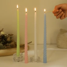 1盒/4支蜡烛，长杆蜡烛，30厘米渐变莫兰迪彩色螺旋蜡烛，浪漫家居烛光晚餐，婚礼蜡烛，家居装饰蜡烛，家居摆件，彩色螺旋照明蜡烛，生日礼物 - 彩色 - 查看 5