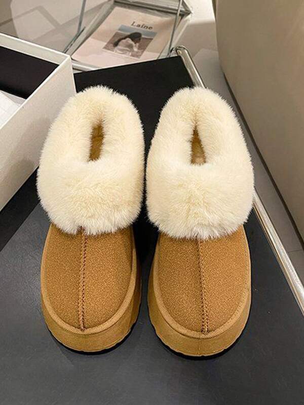 Botas de invierno para mujer, botas de nieve versátiles y de moda, talla grande, forro térmico cálido, suela gruesa, botas de piel de oveja, impermeables, estilo universitario, forro térmico grueso, botas de piel de oveja, zapatos de invierno