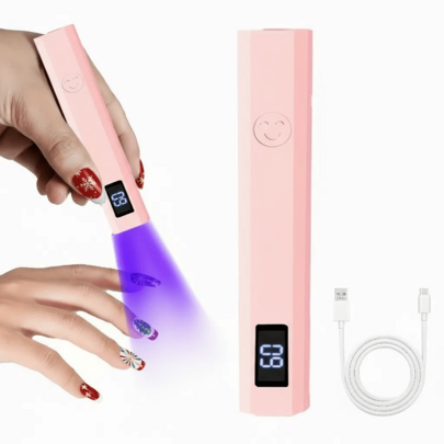 RAF Mini Handheld Gel Nail Lamp With LED Display - Portable LED Curing Light For Hardening, No Fragrance, USB Rechargeable, Battery, Ideal For Home & Salon Use, Nail Care, Sleek Design, Durable Plastic Body