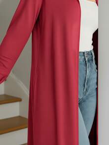 Cardigan largo Tejido de punto mujer - Rosa coral - Ver 4