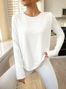 Geometric Mesh Paneled Tulip Back Sports T-Shirt White Spring - White - View 6