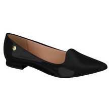 Sapatilha Feminina Vizzano Salto Bloco Baixo Bico Fino Confortável Original - Preto Verniz - Visão 1