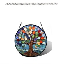 11.8in Blue Tree Of Life Suncatcher - Colorful Glass Panel For Window Decor, Birthday Gift For Her - Multicolor - View 6