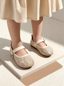 Zapatos planos para niñas, un par de zapatos planos de malla y encaje lindos y de moda, transpirables, suaves y cómodos, la primera opción tanto para uso en casa como al aire libre, zapatos planos ligeros para niñas
