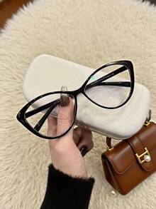1 Pair Women's Modern Cat Eye Big Frame Computer Glasses – Eye Protection For Daily Computer Use | Perfect For Back To School, Fall & Christmas, Ideal For Personal Use & Gifting, Great For Self-Use And Gifting - màu đen - Xem 2