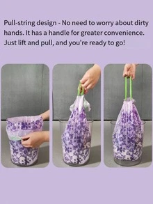 150pcs Household Drawstring Trash Bags, Made Of Thick Durable Material, Tear-Resistant, With Self-Sealing Function, Plastic Material. - Purple - View 4