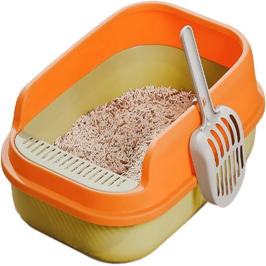 SemiEnclosed Cat Litter Box With Scoop, AntiSplash Durable Cat Toilet, Portable AntiSplash Cat Litter Pan, Suitab...