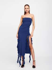 Women Midi Dresses - Navy Blue - View 5