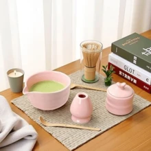 Matcha Tea Set �C Japanese Matcha Bowl With Spout, Bamboo Whisk, Scoop, Holder &Amp; Strainer �C Complete Ceremonial Mat... - Pink - View 5