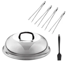 1-8pcs BBQ Tool Set, Flat Top Grill Accessories Kit With Stainless Steel Cheese Melting Dome, Meat Press, Basting Brush, Seasoning Bottle, Steak Spatula, Food Tongs, Multi-Function Cleaning Brush, Baking Cover, Outdoor Barbecue Tool Set, Perfect For Steaming, Grilling And Cooking - Round, Durable, Easy To Clean, Ideal For Barbecue, Grilling, Baking, Indoor And Outdoor Use - Essential Kitchen Accessories - Multicolor - View 14