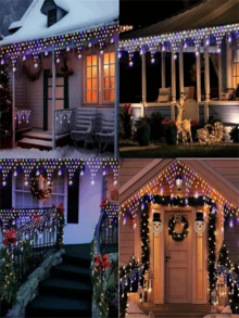 1 buah Lampu Segitiga Surya, Lampu Suasana Dekoratif Luar Ruangan LED, Lampu Batang Es Kepingan Salju Natal, Lampu String Peri Surya, 8 Mode, Putih Hangat/Warna Opsional, Cocok Untuk Dekorasi Taman, Teras Atap, Pesta Ulang Tahun dan Pesta Liburan, Lampu Strip Surya, Lampu String Surya (500mAh) - energi matahari - View 11