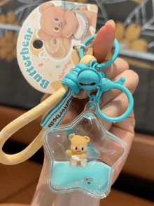 Móc khóa gấu bơ xanh có dây đeo cổ tay – Mặt dây chuyền hình ngôi sao năng động lỏng + hình gấu, hạt dầu nổi, kim sa lấp lánh, phụ kiện dễ thương cho phụ nữ/bé gái, đồ trang trí túi xách/chìa khóa/ô tô/ba lô, trang sức mới lạ cho thanh thiếu niên/phụ nữ, quà tặng sinh nhật, móc khóa Kawaii - Màu xanh lam - Xem 5