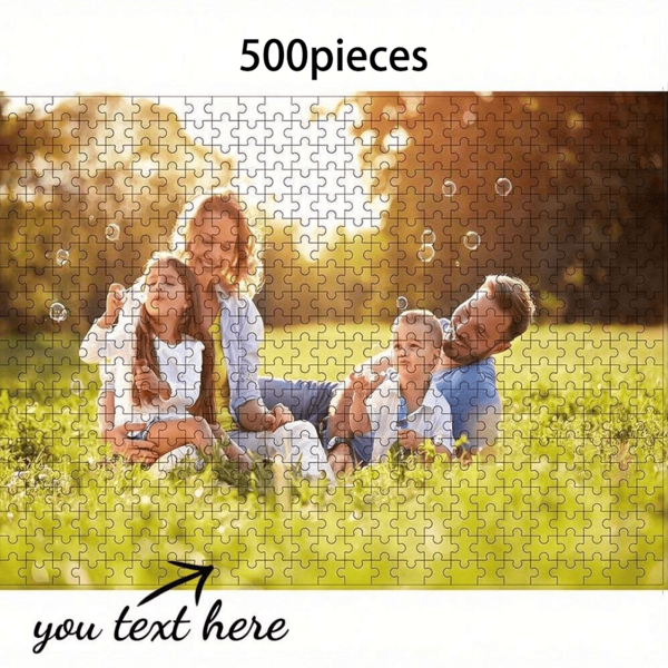 1 Pc 500-Piece Customized Photo Puzzle, Personalized Gift For Holidays, Parties, Weddings, Birthdays, Valentine's Day, Mother's Day, Father's Day, Back To School, Halloween, Christmas, New Year. A Unique Paper-Based Custom Puzzle, DIY Photo Personalized Portrait, Handmade Birthday Gift, Memorabilia, To Celebrate Special Moments. The Customized Puzzle Will Become A One-Of-A-Kind Gift, Perfect For Family And Friends.