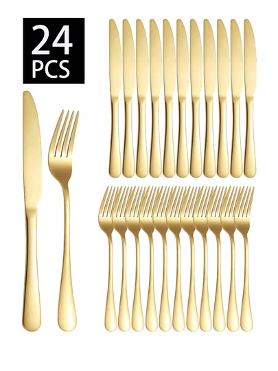 2/6/12/24pcs Stainless Steel Cutlery Set, Suitable For Family Gatherings, Hotels, Restaurants, Weddings, Holidays And Other Occasions