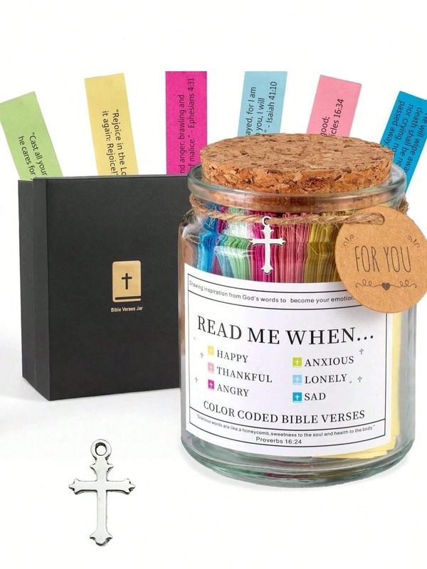 Bible Verses Jar, Hope Glass/Plastic Jar Bible Verses For Women, Religious Gifts For Men, Bible Verses In A Jar, Graduation Gifts, Prayer Jar, Jesus Accessories,Read Me When Bible Verses Jar, Bible Accessories, Bible Stuff, Bible Verse Cards Scripture, Prayer Jar Gifts For Women