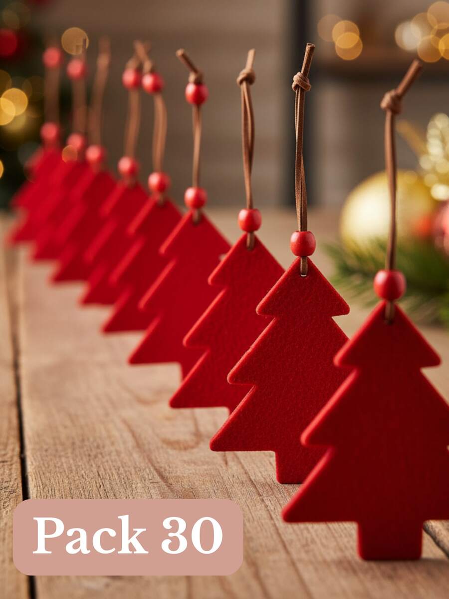 Roly 30 件裝聖誕裝飾品 - 聖誕樹 - 由毛氈製成，配有掛繩，是裝飾聖誕樹、家居和禮品的理想之選，輕巧且用途廣泛。 - 紅色 - 查看 1