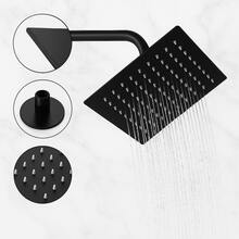 2-Pack Matte Black Square Rain Shower Head Kits With Zinc Handles, Dual Control, Modern Design, Wall Mounted, Elegant And Durable Bathroom - 黑色 - 查看 6