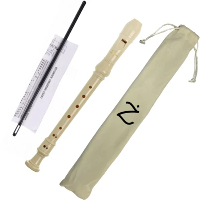 Zaidan's Flauta Doce Germânica Soprano Alemã Com Bag Vareta De Limpeza Cor Creme