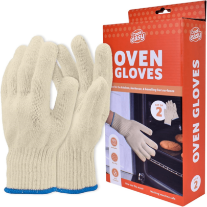 Oven Gloves With Fingers, Heat Resistant Gloves For Cooking, Oven Safety Mitts Grill Gloves, BBQ Gloves For Kitc...