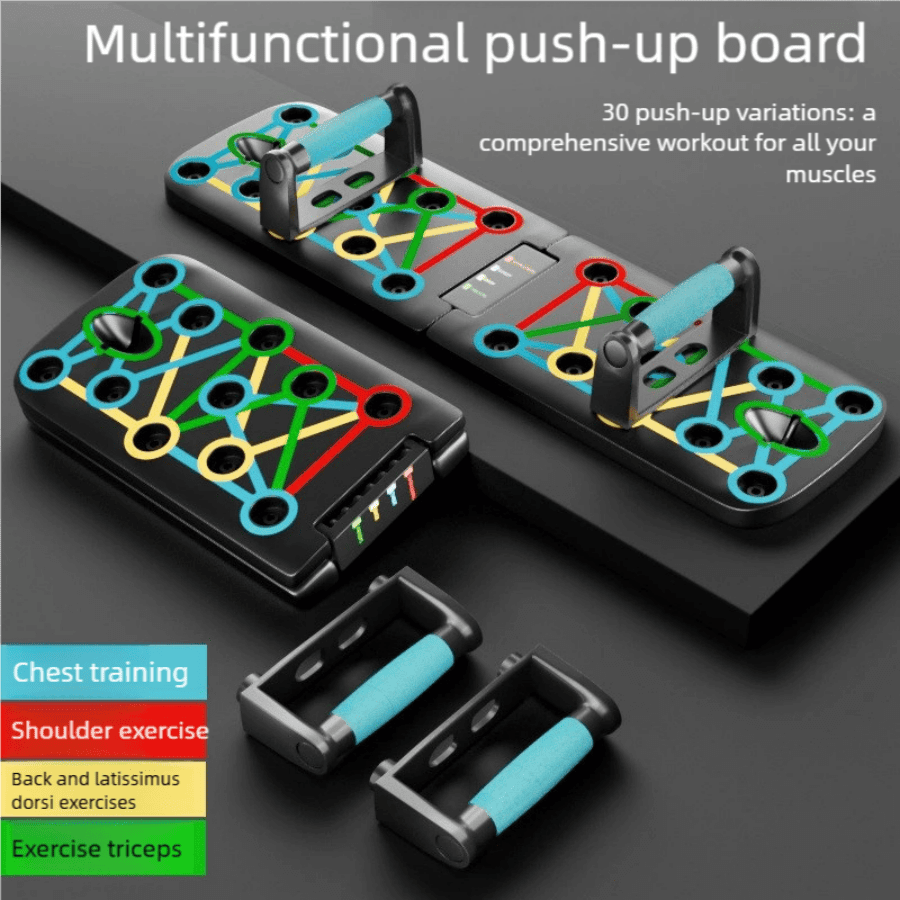 Pushup Board, Multi-Function Training System With Adjustable Resistance Bands And Handles, Home Gym Fitness Equipment, Chest/Back/Triceps Strength Training & Fat Burning Device, Portable Outdoor Unisex Workout Tool, Durable Full-Body Shaping Fitness Gear