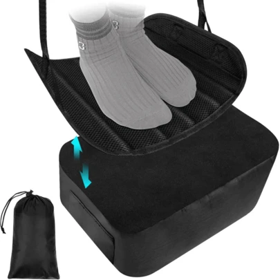2in1 Airplane Footrest Pillow  Inflatable Travel Foot Hammock &Amp; Cushioned Foot Pad For Ultimate Comfort On Flight...