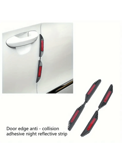 Kit com 2 Protetores de Borda de Porta com Faixas Refletoras - Protetor de Borda de Porta Anticolisão em ABS com Visibilidade Noturna para Automotiva