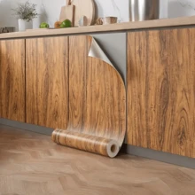 1 Roll, Waterproof Vintage Wood Grain Peel And Stick Wallpaper, Oil-Resistant PVC Material, Removable Backing Paper, Suitable For Living Room, Kitchen, Bedroom, Dorm, Furniture Renewal