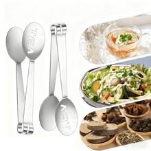 1/2/4pcs Stainless Steel Tea Bag Squeezer Clips, Ice Tongs, Strainer Clips, Snack & Fruit Clips - Silver - View 3