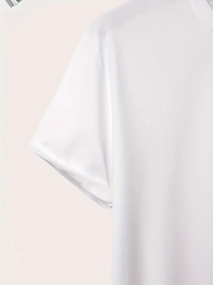 Camiseta de manga corta con estampado de letras para hombres de moda de verano - Blanco - Añade 5