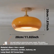 Vintage French Medieval Hallway Light, Retro Glass Foyer Lamp, Wooden Balcony Closet Ceiling Light, Bedroom Dining Bar Pendant Lamp, Decorative Lighting - Multicolor - View 6