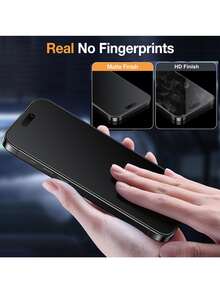 3 piezas Protector de pantalla de vidrio templado mate anti-espionaje, dureza 9H, cobertura completa, anti-huellas dactilares, anti-caídas, anti-arañazos, protección de privacidad, tacto delicado, compatible con iPhone 17 Pro Max/17 Pro/17 Air/17/16 Pro Max/16 Pro/16 Plus/16e/16/15 Pro Max/14 Pro Max/13 Mini/12/11/XS MAX/XR Series - 3 piezas - Ver 8