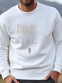 Mens Roma Italia Sweatshirt, La Città Eterna Sweater, Eternal City Top, Rome Colosseum, Rome Italy Pullover, Roma Italia, Roma Gift, Unisex Sweatshirt - 白色 - 查看 2