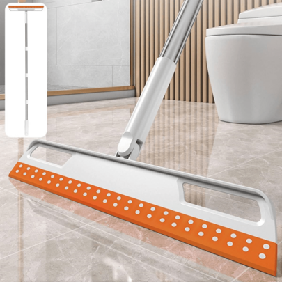 Floor Squeegee, Household Broom With 4 Removable Poles 180Degree Adjustable Knuckle Joint Floor Wiper For Shower Bat...