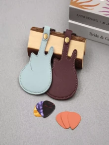 1pc Guitar Pick Holder Keychain, Personalized Guitar-Shaped Faux Leather Pick Pouch With Stitching Closure, Guitar Pick Case, Suitable For Holiday Gifts - Multicolor - View 10
