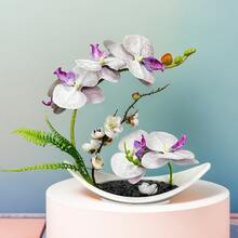 仿真蝴蝶兰盆栽室内摆件永生花盆栽假兰花盆栽兰花盆栽摆件花艺客厅桌面家居酒店办公室饭店室内摆件免维护 - 彩色 - 查看 11