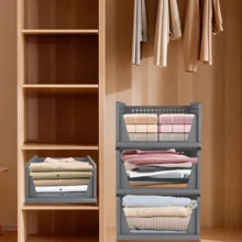 Organizador de armario, 3/4/5 piezas, cajas de almacenamiento de plástico, plegables y apilables, bandeja organizadora deslizante para ropa, pantalones, dormitorio, vestidor