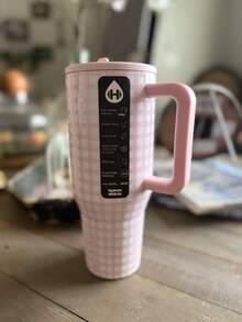 hydrojug Limited Edition Traveler 32oz/40oz Water Bottle With Handle & Flip Straw - Fits In Cup Holder, Leak Resistant Tumbler-Reusable Insulated Stainless Steel - Gifts For Women & Men - Gingham hồng - Xem 12