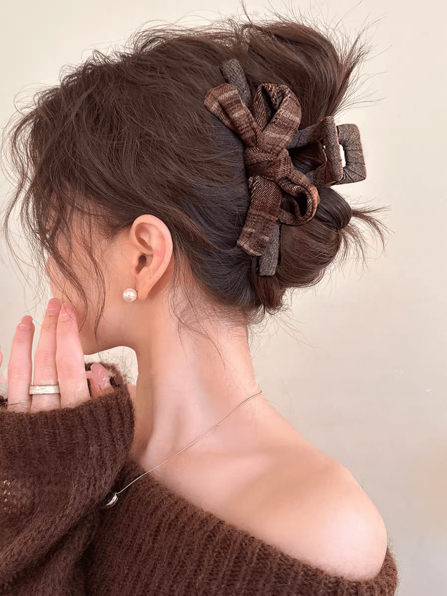 Women's Fashionable & Elegant Bow Decor Hair Claw Hair Clips Winter Hair Accessories Elegant Claw Clips