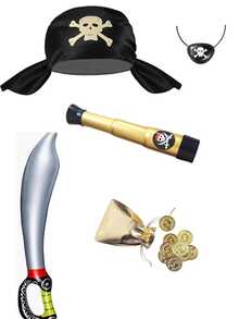5pcs/Set Carnival Halloween Pirate Skull Bandana, Hat, Inflatable Telescope, Pirate Headscarf, Halloween Costume Accessories - Multicolor - View 5