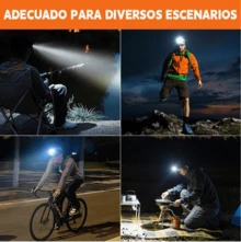 Lampara De Cabeza Linterna Iluminacion Doble, Recargable USB, Con Iman, Doble potente - Negro - Ver 3