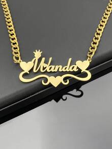 Customized Dainty Nameplate Necklace, Custom Name Stainless Steel Necklace, Personalized Nameplate, Golden Love Gold Name Necklace, 18K Gold Filled Name Necklace,Suitable For Women, Personalized Gift For Friends, Couples And Family, Special Design Birthday Gift Jewelry Gold Stylish,Fall Fashion,Vintage,Unisex,Simple,Casual,Hipster,Goth,Punk Custom,Personalized,Unique Ideal Gifts For Her Her,Boyfriend,Girlfriend,Dad,Mom,Family,Friends,Pets,Son,Daughter,Grandparents For Anniversaries,For Valentine's Day,For Mother's Day,For Birthdays,For Graduation,For Father's Day,For Weddings,For Daily Wear,For Party,For Prom - 彩色 - 查看 12