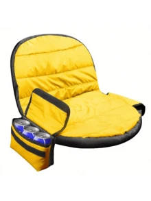 800D Heavy-Duty Oxford Fabric Yellow Universal Riding Lawn Mower Seat Cover - 1 Piece Premium Lawn Mower Seat Protector With Drink Pouch - Outdoor Protective Cushion For John Deere, Kubota, Cub Cadet, & Garden Lawn Tractors