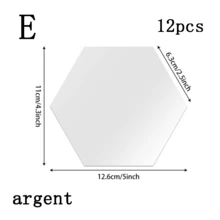 12pcs Hexagon Acrylic Gold Wall Mirror Stickers, Modern Geometric Wall Decor, Easy To Clean, Suitable For Living Room, Bedroom, Home Art Bedroom Living Room Wall Decoration - Multicolor - View 14