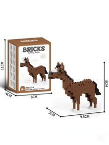 1776pcs Funny Cartoon Animal Building Blocks Set, Giraffe/Zebra/Deer/Antelope/Camel/Cow/Alpaca, Creative Educational DIY Model, Mini Assembly Blocks, Home Decor, Desk Ornament, Halloween/Christmas/Birthday Gift - Multicolor - View 31